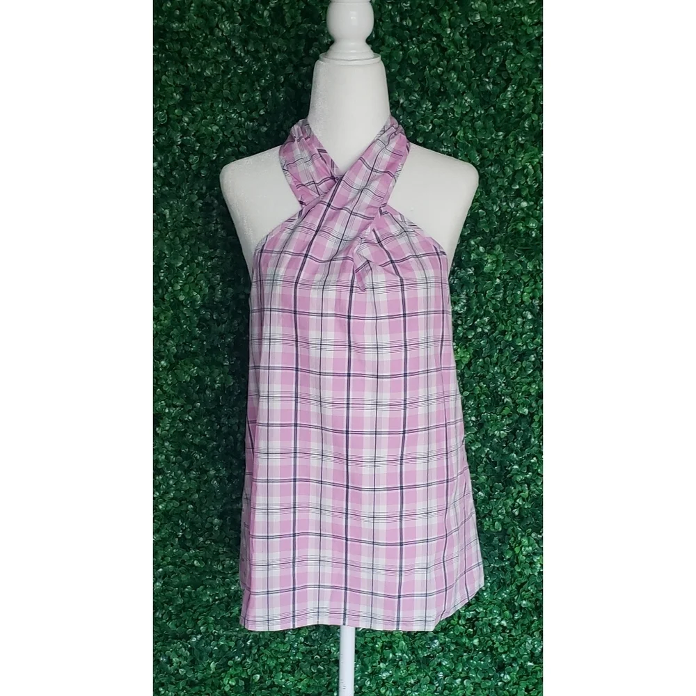 9. J.Crew Halter top in violet plaid